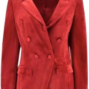 Guess by Marciano women’s NWT Red Cherry Velvet Doublebreasted Blazer Sz 6